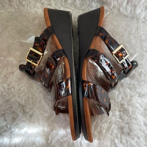 VIONIC RADIA Tortoise Patent Adjustable Strap Wedge Sandals Size 9 - Picture 8 of 10